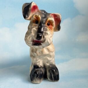 VINTAGE Dog Figurine Painted Metal 7-1/4"H